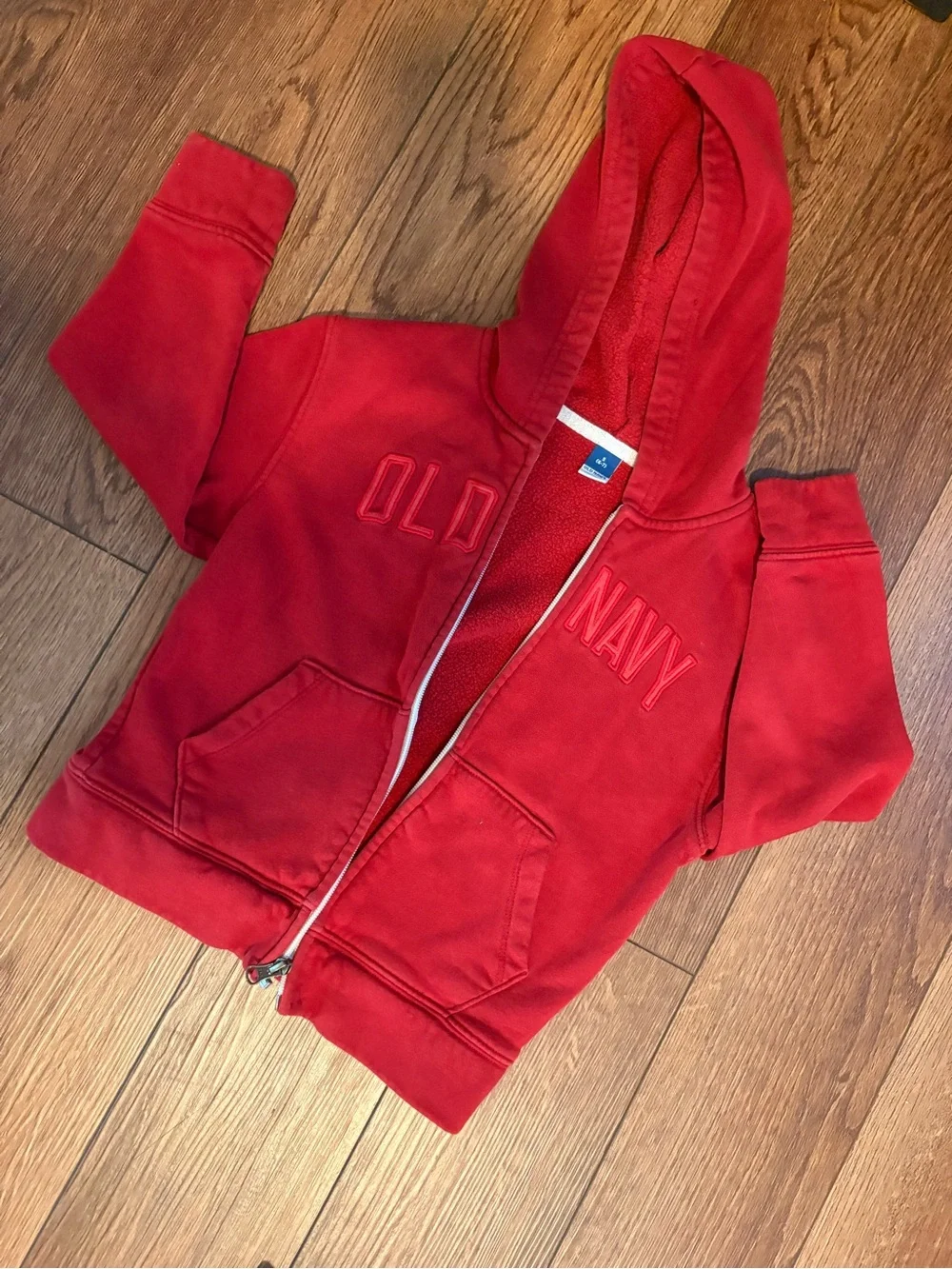 Old Navy Red Kids Hooded Zip-Up Sweatshirt